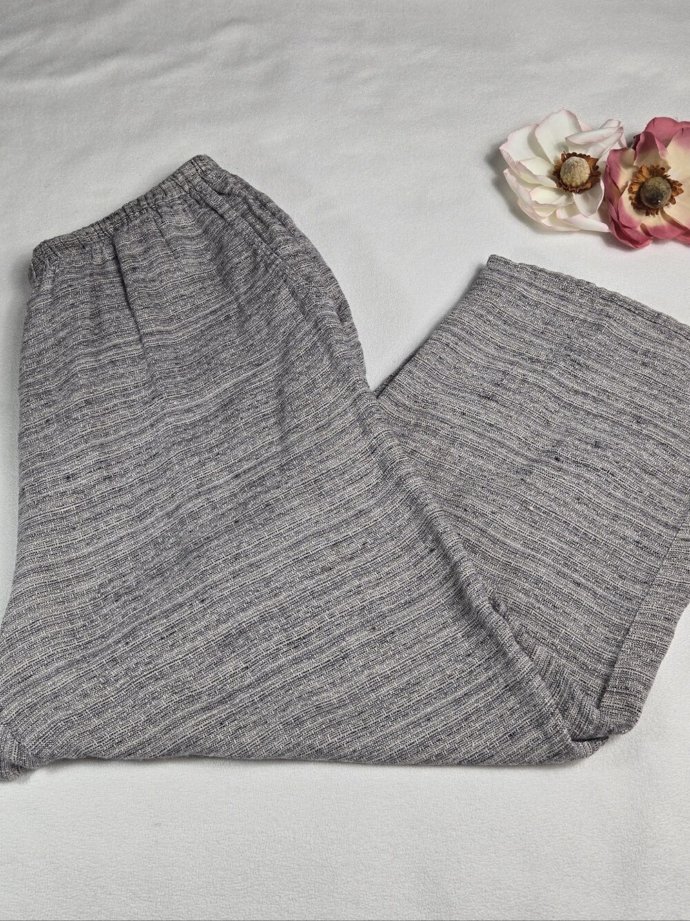 Flax Heathered Light Gray Knit Pants